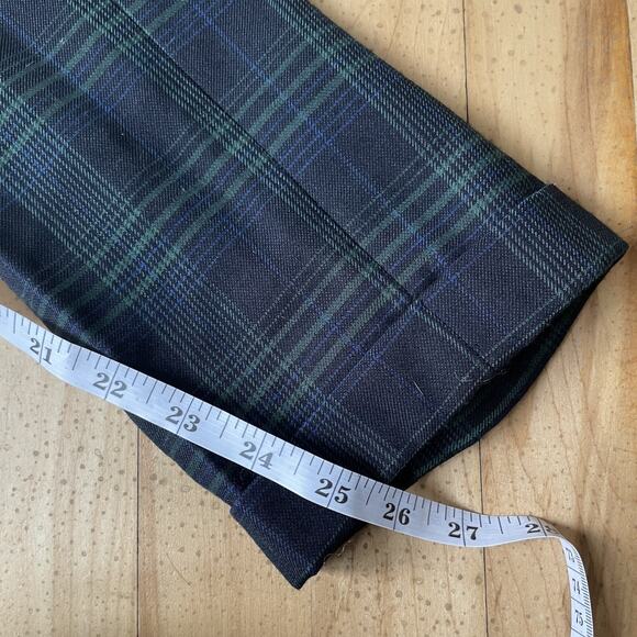 J Crew Cafe Capri Wool Blend Pants Womens Size 0 Plaid Green And Navy - Picture 10 of 10